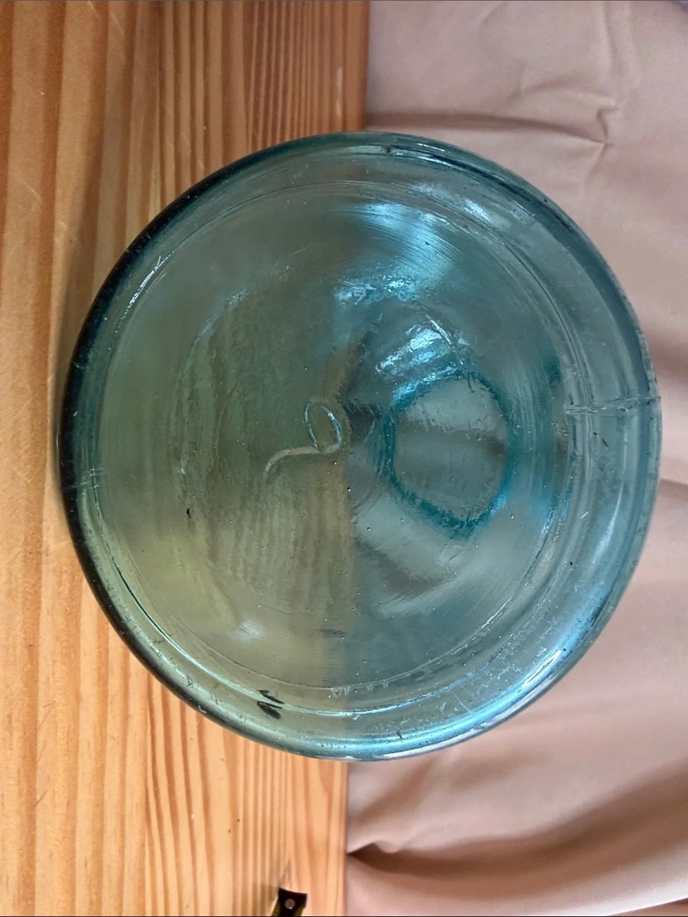 Vintage Aqua Ball Perfect Mason Jar Half-Gallon 2-Quart Zinc Lid 9.5